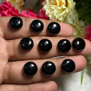 Economical Black Onyx Back Side Flat Round Cabochons - Bold and Versatile Gems for DIY Jewelry Making - Shop Sizes 8-25 MM, Get Yours Today&quot;