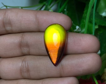 Synthetic Glass Cabochon Size - 16x29.50x4.50 Mm. 16.25 CTS. Synthetic Doublet Glass Pear Shape Loose Stone For Jewelry.