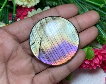 Spectrolite Labradorite Cabochon | Round Gemstone, Jewelry Making (49x8 MM)