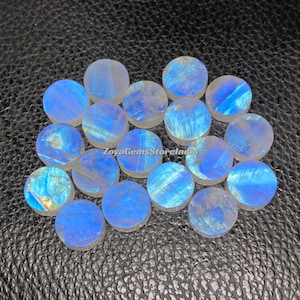 AAA+ Quality ~ Rainbow Moonstone Both Side Flat Round Shape Cabochon Discs Size - 6 To 20 Mm. At Very Low Price Loose Gemstone Use For Her.