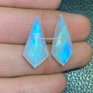 AAA Quality Rainbow Moonstone Briolette Kite Shape At BEST Price Both Side Faceted Rose Cut Loose Gemstone Size - 8x16 To 12x24 Mm.