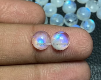 Natural Rainbow Moonstone Round Shape Gemstone Cabochon Sizes- 5 Mm 6 Mm 7 Mm 8 Mm 9 Mm 10 Mm 12 Mm 14 Mm 15 Mm 16 Mm 18 Mm 20 Mm.