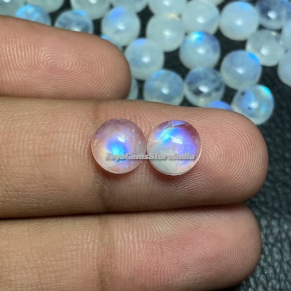 Natural Rainbow Moonstone Round Shape Gemstone Cabochon Sizes- 5 Mm 6 Mm 7 Mm 8 Mm 9 Mm 10 Mm 12 Mm 14 Mm 15 Mm 16 Mm 18 Mm 20 Mm.