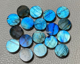 Strabiliante! Labradorite di qualità AAA su entrambi i lati, forma rotonda e piatta, pietra preziosa sciolta, dimensioni della moneta: 6, 8, 10, 12, 14, 15, 16, 17, 18, 20, 25, 30 MM