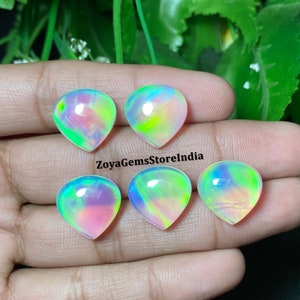 10 To 25 Mm. Doublet Aurora Opal Flat Back Heart Shape Cabochon For Jewelry Making Aurora Doublet Opal Loose Gemstone.