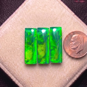 Opale Aurora sintetico, cabochon rettangolare con retro piatto, gemma sfusa, verde brillante, gioco di colori, forniture per la creazione di gioielli, lotto all'ingrosso.