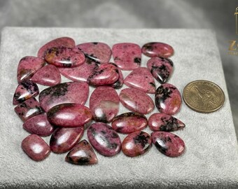 Cabujón de rodonita hecho a mano: lote de piedras preciosas de diferentes formas y tamaños