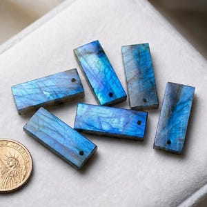 Flat Rectangle Labradorite Cabochons – Loose Gemstone Discs (6x15-15x30mm)