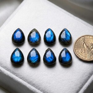 Cabujón de pera de labradorita con destello azul AAA • Piedra preciosa natural para joyería • Piedras sueltas al por mayor imagen 11