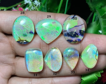 Lot De 8 Cabochons Opale Welo Naturelle D'Éthiopie, 1,20 Carats, Blanc Multicolore
