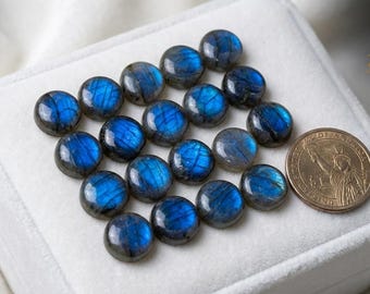 Cabujón de labradorita azul AAA - Piedra preciosa redonda para joyería, tamaños calibrados (5-30 mm)