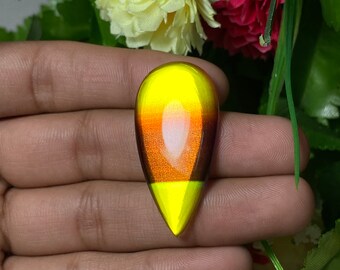 Amazing Glass Cabochon Synthetic Doublet Glass Hand Made Pear Shape Loose Stone For Jewelry Size - 21x42.50x4.50 Mm.