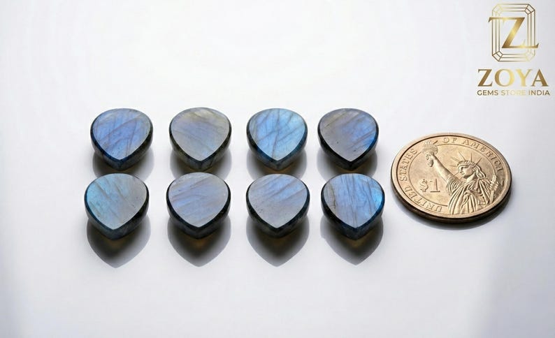 Cabujón de pera de labradorita con destello azul AAA • Piedra preciosa natural para joyería • Piedras sueltas al por mayor imagen 6