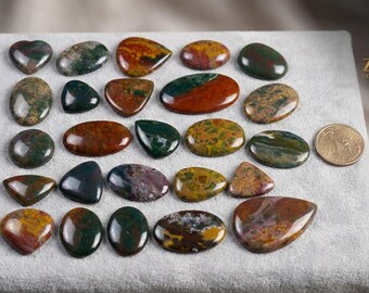 Elevate Your Jewelry Game with AAA Blood Stone Cabochons, Double-Sided Polish Gemstone Lot, Affordable Variety Pack for DIY Jewelry Projects