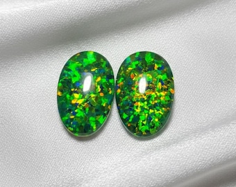 Welo Opal Doublet Cabochon: Lab Created Fire Stone, Flat Back