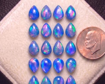 Pear Aurora Opal Cabochon – Doublet Gemstone, DIY Jewelry (10x14 to 20x30 MM)