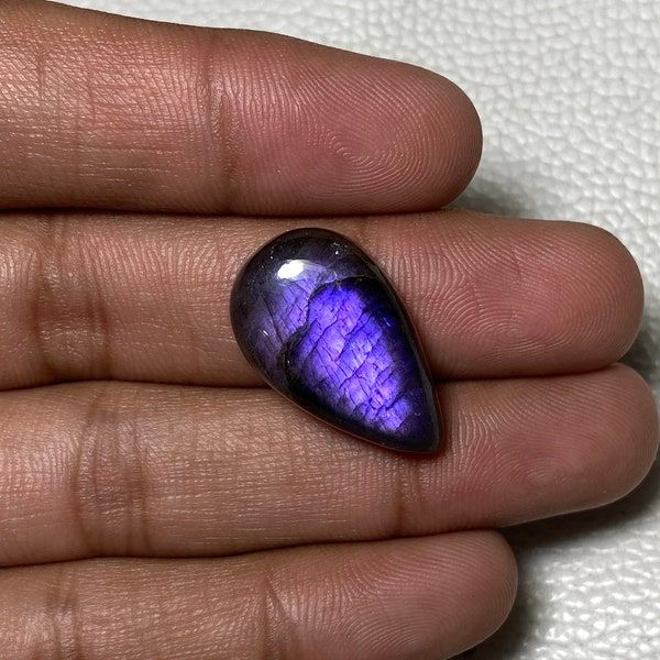 Taille de pierre gemme en forme de poire en labradorite violette 100 % naturelle - 15 x 25,50 x 7,50 mm Magnifique cabochon en labradorite pour la fabrication de bijoux