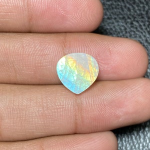 Unique Collection !!  AAA+++ Quality Rainbow Moonstone Heart Shape Cabochon Loose Gemstone Size - 12.50x6 Mm. For Making All Jewelry.!!
