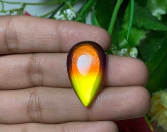 Glass Pear Shape Cabochon Size - 19x31x4.50 Mm. 19.15 CTS. Synthetic Doublet Glass Loose Stone Gift For Her.