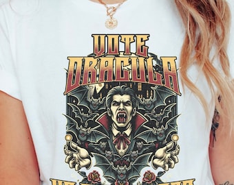 Vote Dracula - Er saugt weniger, lustiges Halloween T-Shirt, Wahlparty, Halloween Party Kostüm Shirt, Halloween Horror Shirt