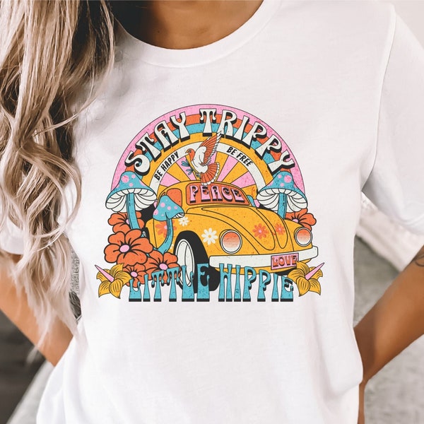 Bohemian Stay Trippy Little Hippie, Retro Tee, Vintage Volkswagen, Hippie Shirt, 70s Shirt, Peace Shirt, Groovy Shirt, VW Flower Child 60s