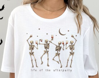 Halloween-Skelett-Hemd, gruseliges Hemd, Skelett-Hemd, lustiges Halloween-Hemd, Wein-Enthusiasten, tanzende Skelette, Wein-Liebhaber-Geschenk