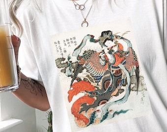 Hokusai Japanese woman vintage ukiyo-e style T-Shirt, Japanese Art T-Shirt