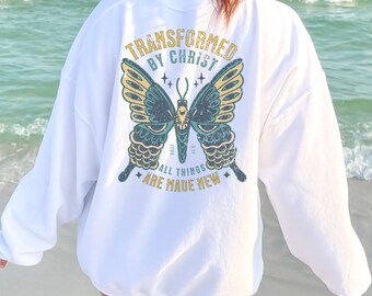 Boho Christian Shirt Christian Sweatshirt Bible Verse Shirt Trendy Christian Shirt Jesus Apparel Faith Based Shirt Transformed by Christ