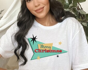 Retro Weihnachtsshirt, Vintage Weihnachtsshirt, 50er Jahre T-Shirt, Retro Werbetafel, 50er Jahre TShirt, Vintage TShirt