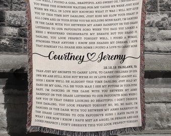 Personalized Cotton Song Lyrics Blanket - 2nd Anniversary Gift for Husband or Wife - Woven throw blanket - Wedding Keepsake for Couples