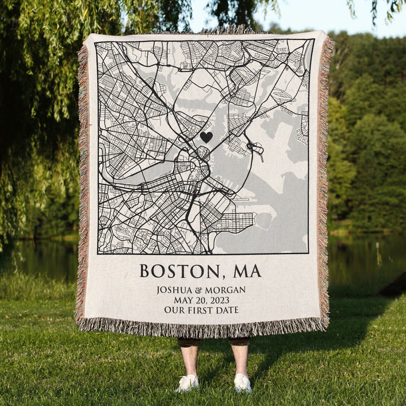 Custom Woven Throw Blanket Personalized Anniversary gift for Husband and Wife Wedding gift for couple unique Made-to-Order Map Blanket image 3