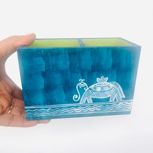 Handpainted Multipurpose Pencil Storage Box Indian Folk Art Desk Organization, Wooden Home Decor, Housewarming Gifts, Decorative Pen Stand image 4