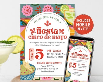 Fiesta Invitation Cinco De Mayo Party Mexico Theme Invites