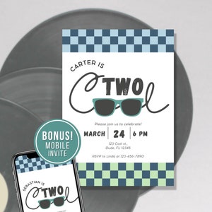 EDITABLE Two Cool Boys 2nd Birthday Party Invitation with digital invite Instant Download