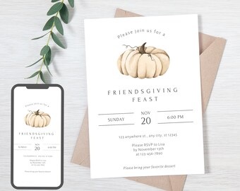 Friendsgiving Editable Invitation, Friendsgiving Printable Invite Template, Friends Fall Dinner Party, Text Message Invite
