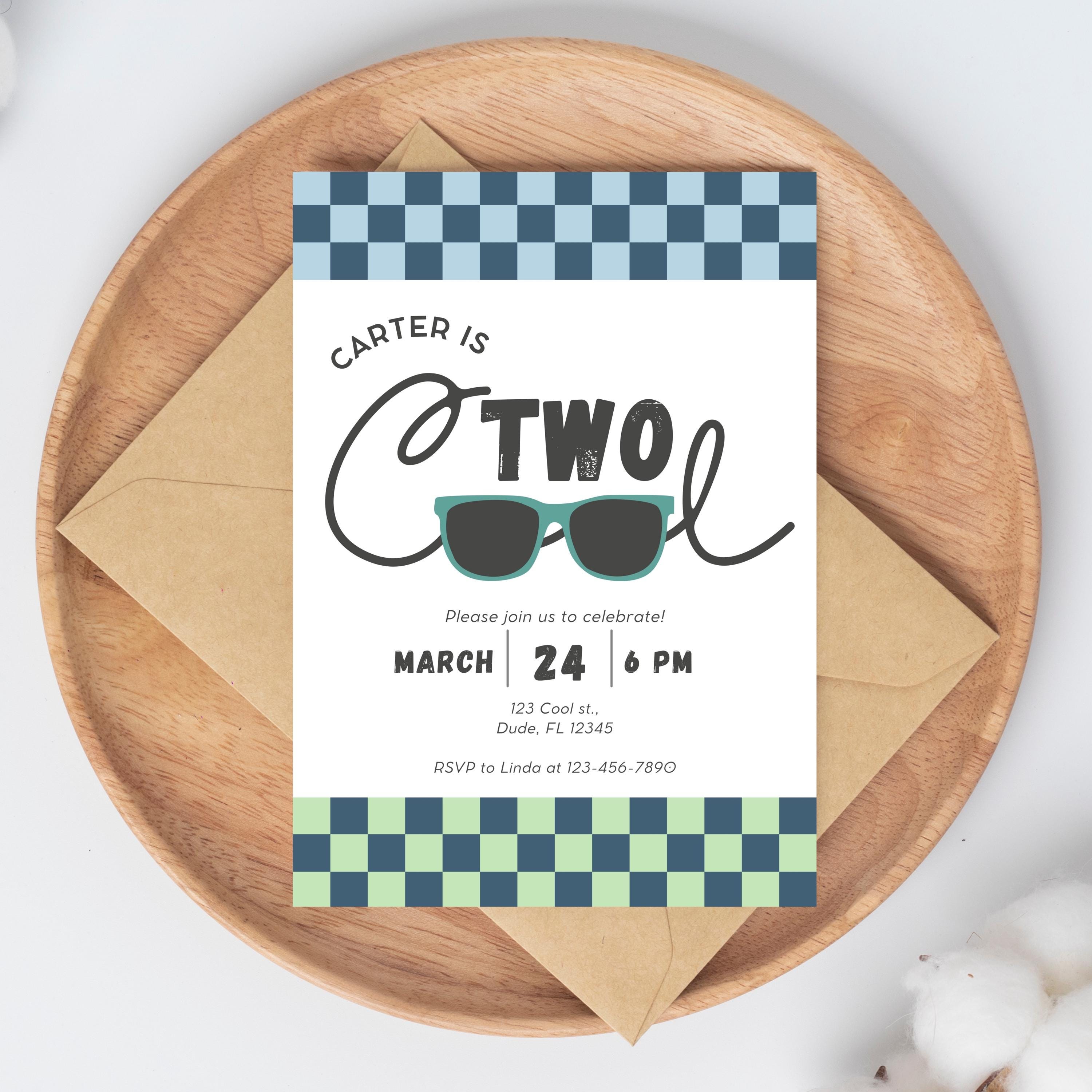 Invited Cool EDITABLE Two Cool Boys 2nd Birthday Party Invitation With Digital ...
