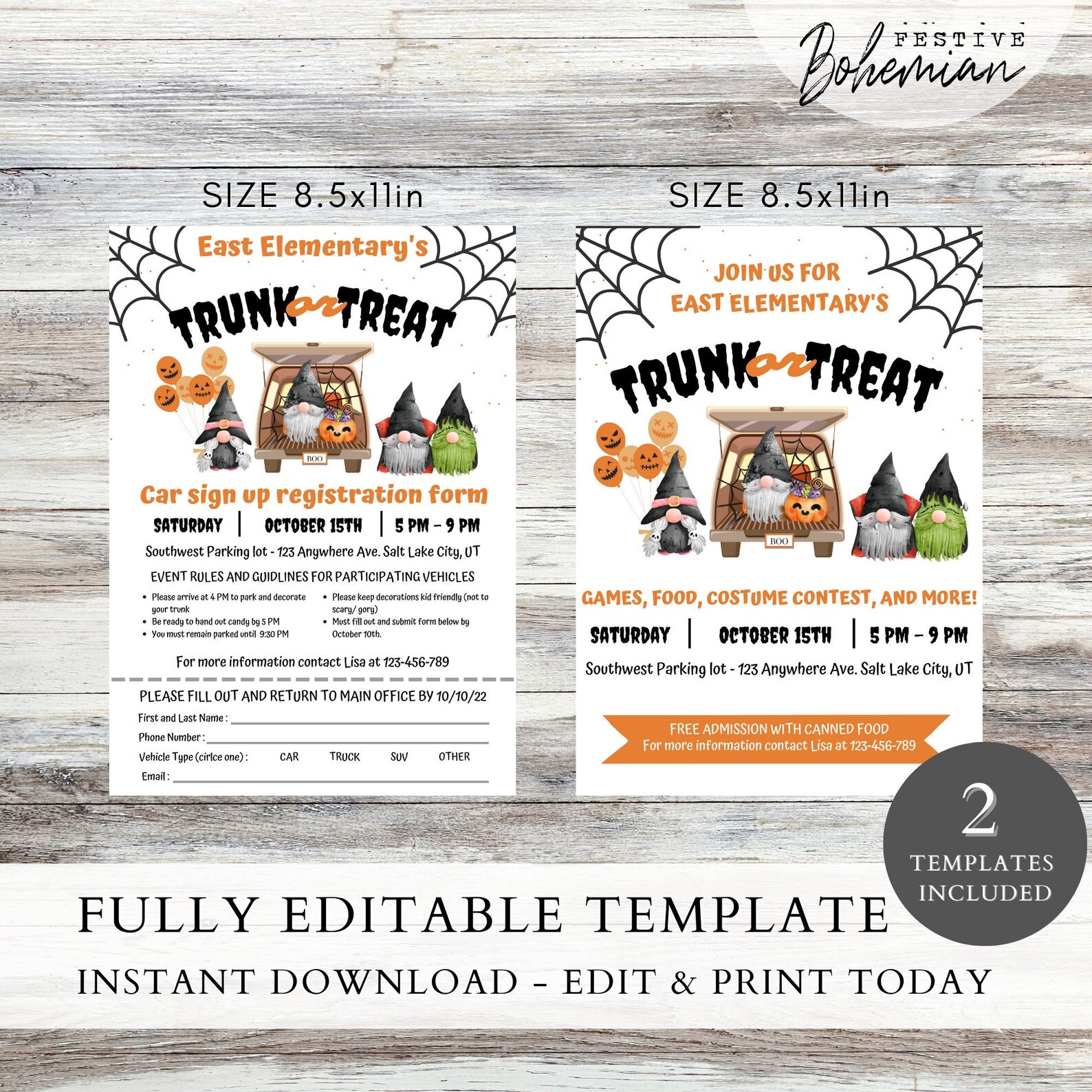 EDITABLE Trunk or Treat Sign up Sheet and Invite, Printable Trunk or