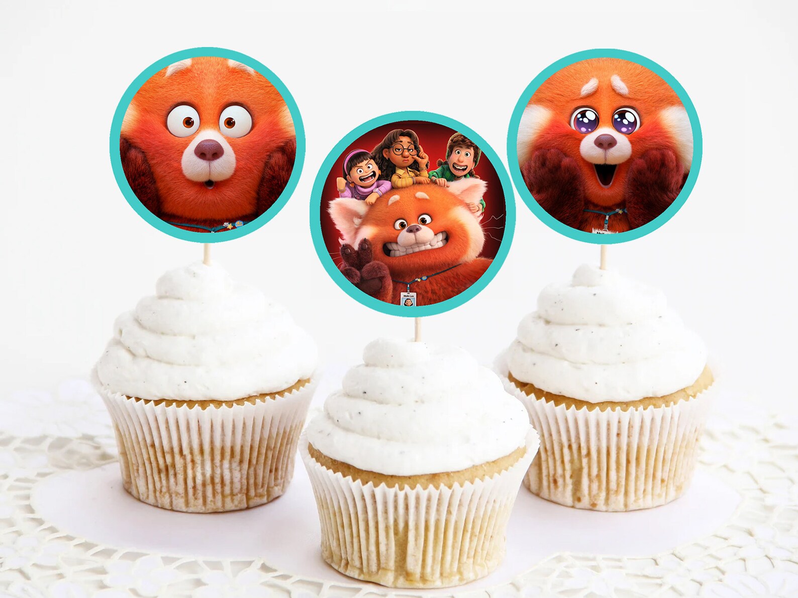 Turning Red Birthday Party Cupcake Toppers Stickers Etsy