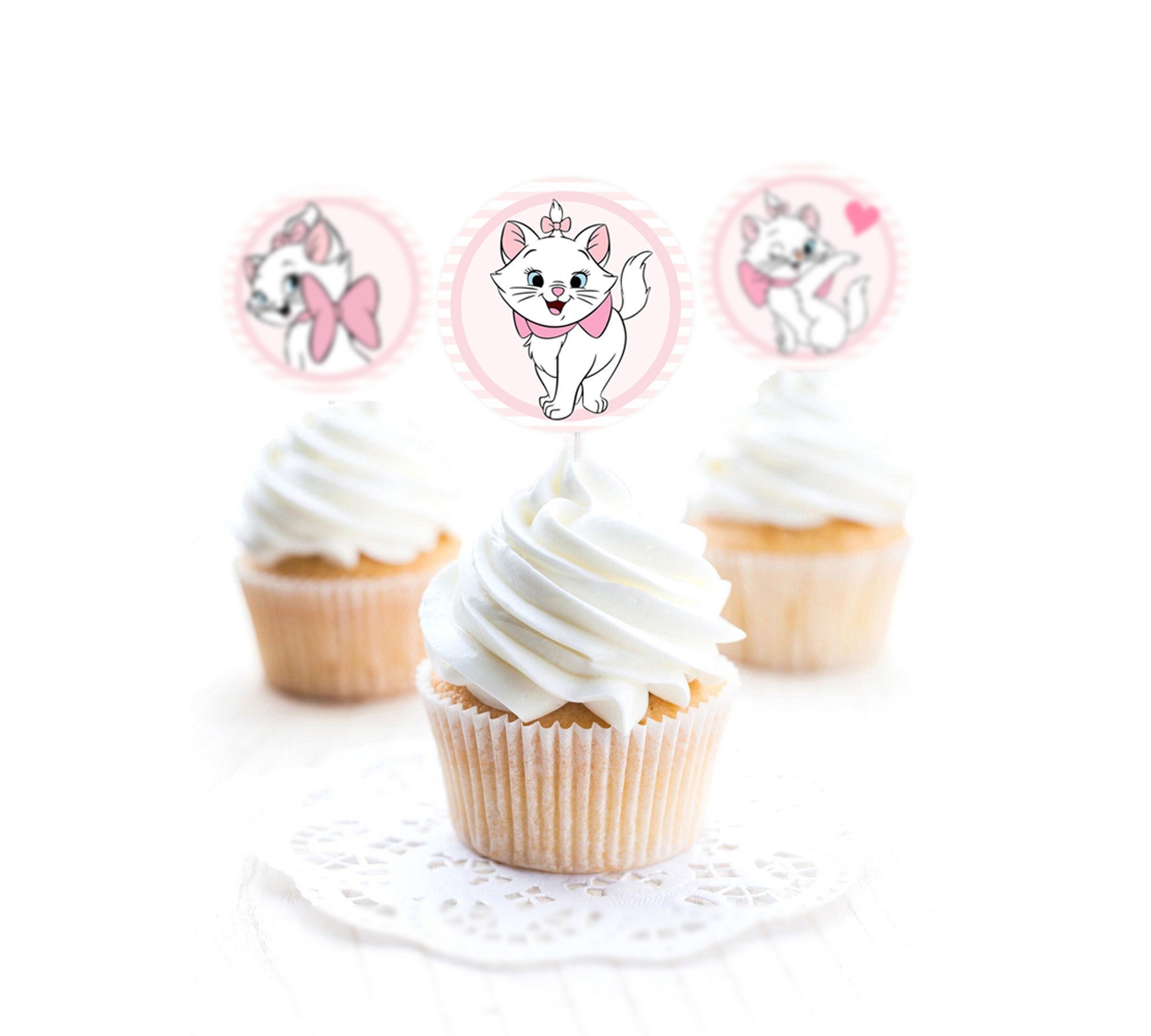 Marie cupcake toppers Aristocats cupcake toppers Marie Aristocats Cupcake Toppers