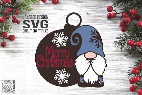 Gnome Christmas Ornament Svg - Christmas Gnome Svg Files For Cricut - Merry Christmas Svg - Snowflake Svg - Christmas Décor