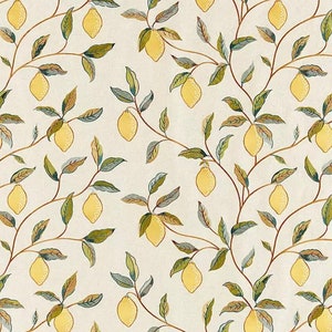 Morris & Co. Lemon Tree Furnishing Fabric Bayleaf/Lemon 0.77m Length by 134m RRP 150 per meter William Morris Cushions Curtains Upholstery