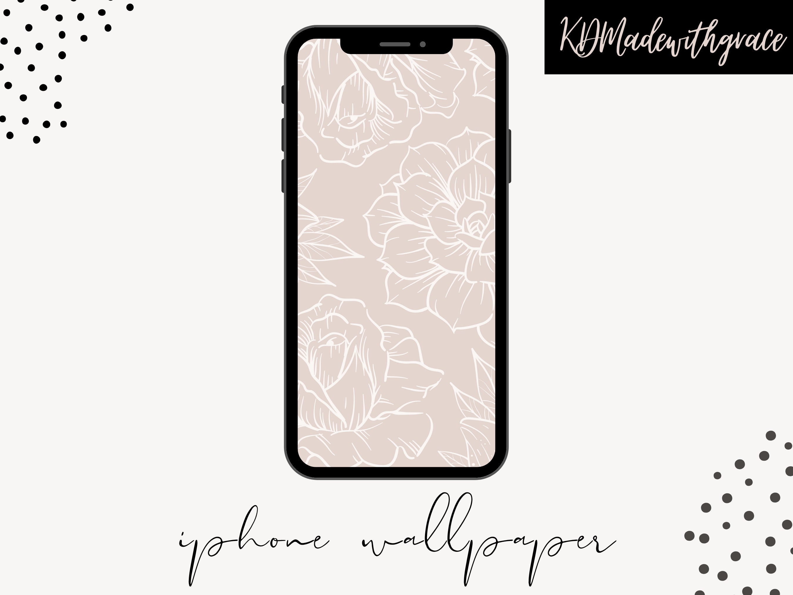 Neutral Floral Iphone Wallpaper Tan and White Flower Iphone Etsy