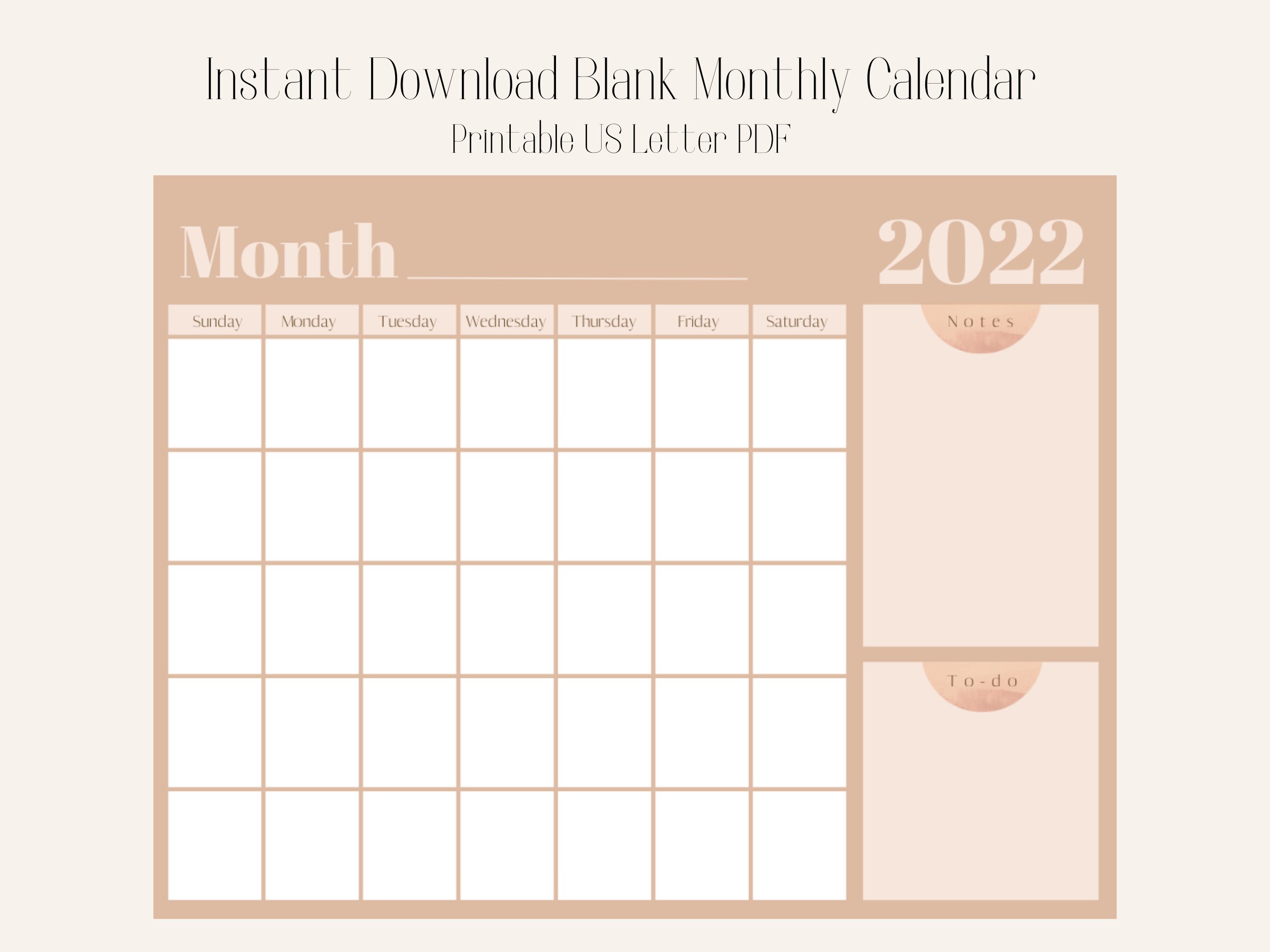printable monthly calendar fill in monthly calendar digital etsy