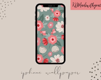 Frühling Florale iPhone Tapete, rosa und oliv iPhone Hintergrund