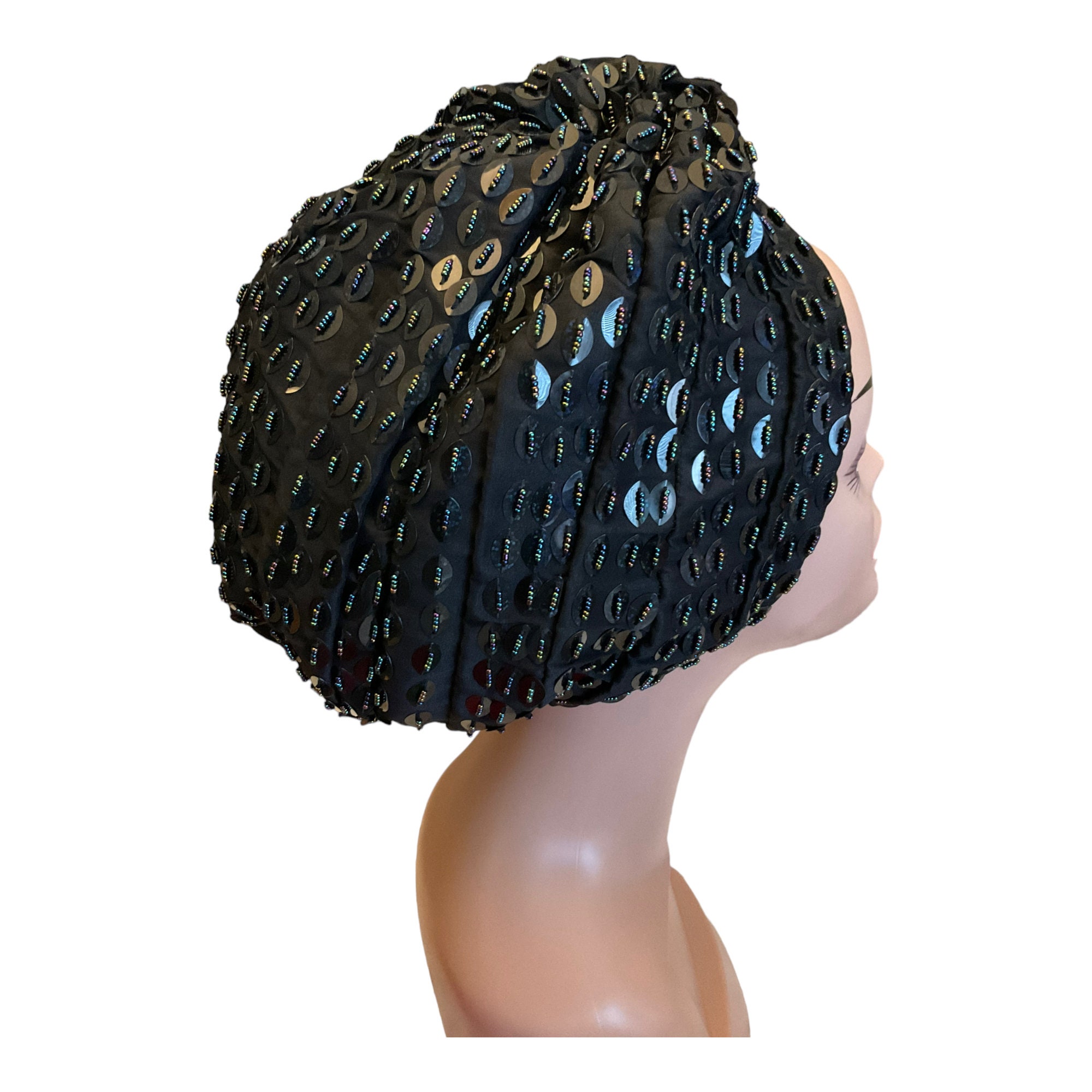 Black Beaded Turban Headwrap Amazon.com: Bohend African Turban Head Wrap for Women  main image 2
