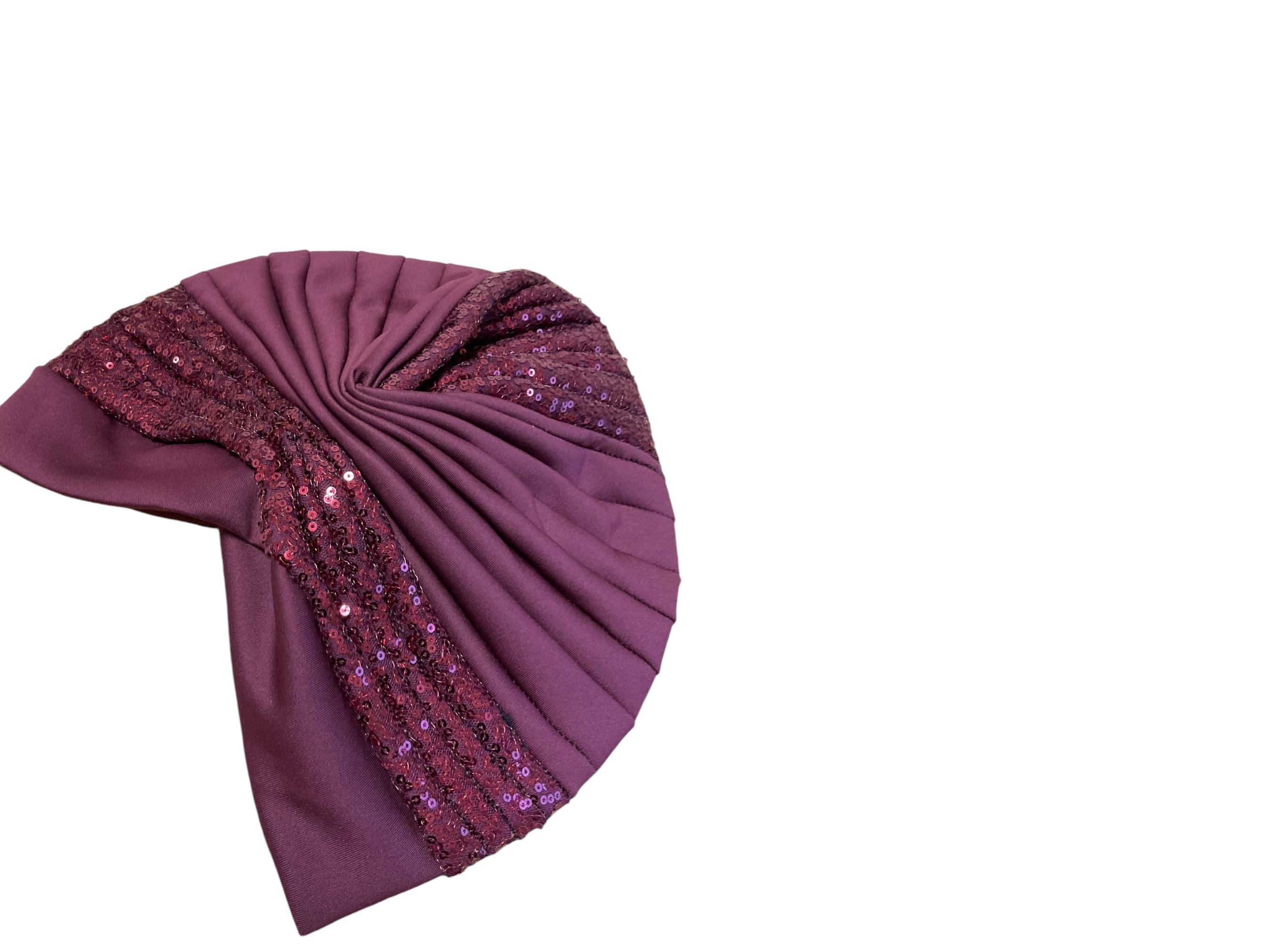 GETACOTA Pleated Glitter Turban Headwrap - Stretchy Slip-On Cap For Women, Grey - View #8