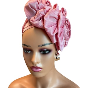 Chapeau turban, prêt-à-porter automatique pour femmes d&#39;Afrique, jolie cravate en soie brute, foulard de style Nigéria, foulard pour invité de mariage.