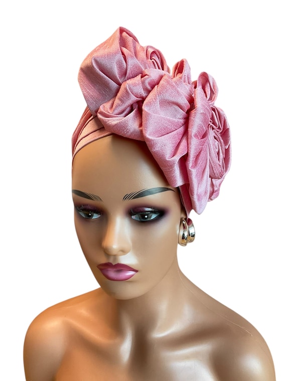 Raw Silk Turban Hat: Pre-styled Auto Gele Head Wrap - Etsy display picture 3