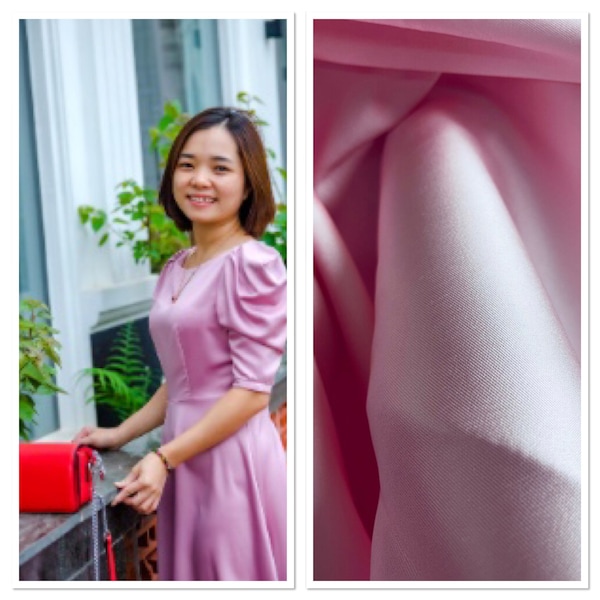 Tissu satiné mikado rose, tissu luxueux pour robe de mariée, tissu pour robe de mariage et occasion spéciale. Vendu au mètre