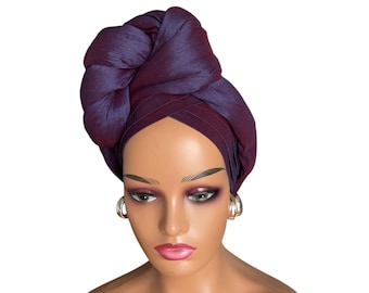 Auto Gele: Ready to Wear Dupion Silk Turban - Nigerian Head Wrap